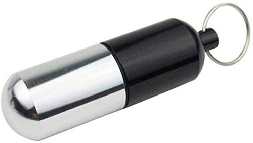 JIAFENG Pequeño Caso de tabletas STASH Llavero Llavero Apoyo píldora portatiles de Aluminio Resistente al Agua fría para Las tabletas de Vitamina Dolor de la aspirina y la píldora, Negro,Negro