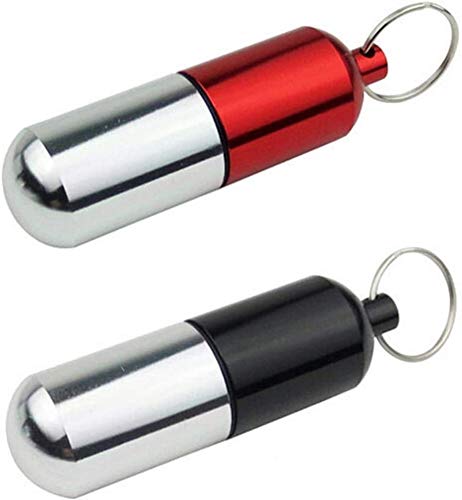 JIAFENG Pequeño Caso de tabletas STASH Llavero Llavero Apoyo píldora portatiles de Aluminio Resistente al Agua fría para Las tabletas de Vitamina Dolor de la aspirina y la píldora, Negro,Negro