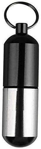JIAFENG Pequeño Caso de tabletas STASH Llavero Llavero Apoyo píldora portatiles de Aluminio Resistente al Agua fría para Las tabletas de Vitamina Dolor de la aspirina y la píldora, Negro,Negro
