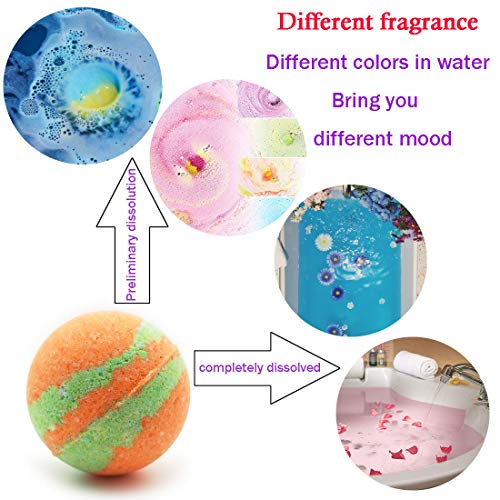 JiaHome Bombas de Baño de Sal 12 Piezas de Juego de Bolas de baño efervescentes, Bath Bombs,Sal de baño de Aceite Esencial Natural, SPA de Aromaterapia,Cuerpo calmante, Efecto hidratante.