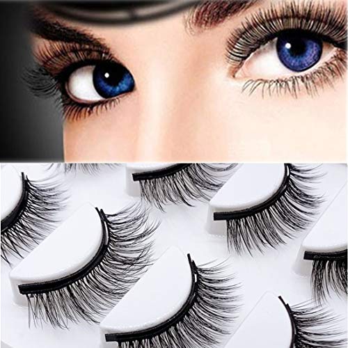 JiaHome Juego de pestañas magnéticas,(5 pares) Natural 3D Pestañas Postizas, Magnetic Eyeliner y pinzas,no requiere pegamento