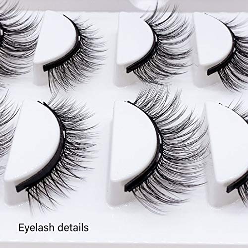 JiaHome Juego de pestañas magnéticas,(5 pares) Natural 3D Pestañas Postizas, Magnetic Eyeliner y pinzas,no requiere pegamento