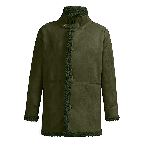 JiaMeng Chaqueta de Piel de Oveja de Invierno Abrigo de Lana cálida con Forro de imitación de Cordero de montaña Chaquetas Militar Cazadora para Hombre cálido Grueso Vintage