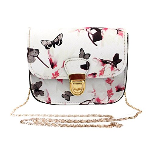 ✦JiaMeng Mujeres Casual Bolsos de Hombro Patchwork Hebilla Aleta pequeño Bolso de Mano Crossbody para niñas Señoras (Blanco)