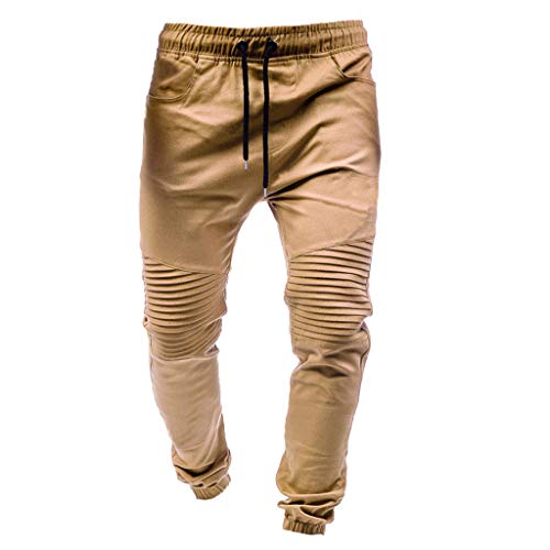 JiaMeng Pantalones de Trabajo Estilo Cargo para Hombre Pantalones Largos de pantalón de Trabajo Multibolsillos sólidos al Aire Libre Ocasionales para Exteriores Acampar Senderismo (S, A1~Caqui)