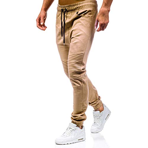 JiaMeng Pantalones de Trabajo Estilo Cargo para Hombre Pantalones Largos de pantalón de Trabajo Multibolsillos sólidos al Aire Libre Ocasionales para Exteriores Acampar Senderismo (S, A1~Caqui)