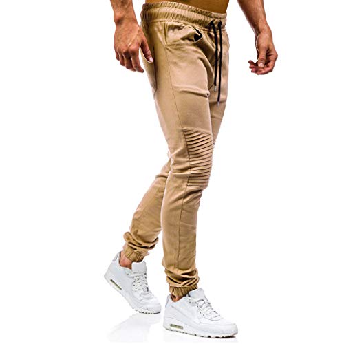 JiaMeng Pantalones de Trabajo Estilo Cargo para Hombre Pantalones Largos de pantalón de Trabajo Multibolsillos sólidos al Aire Libre Ocasionales para Exteriores Acampar Senderismo (S, A1~Caqui)