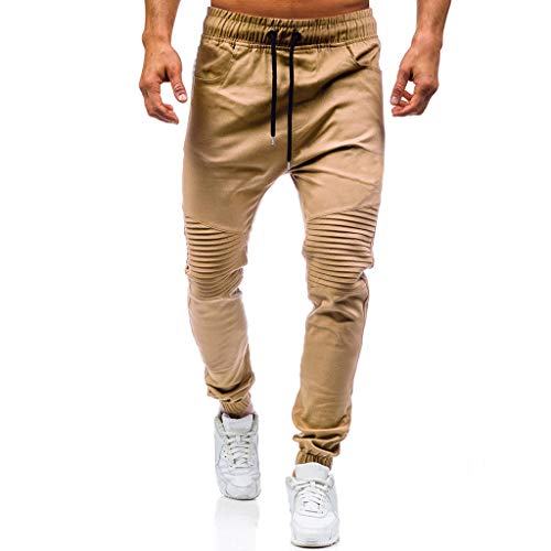 JiaMeng Pantalones de Trabajo Estilo Cargo para Hombre Pantalones Largos de pantalón de Trabajo Multibolsillos sólidos al Aire Libre Ocasionales para Exteriores Acampar Senderismo (S, A1~Caqui)