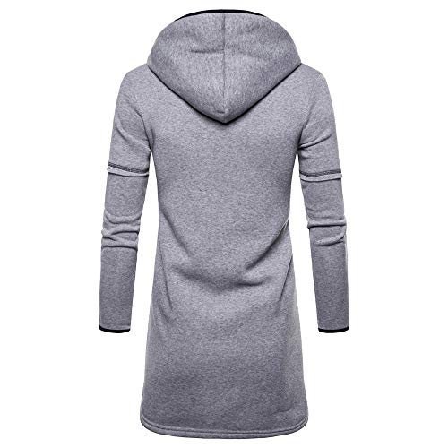 JiaMeng Ropa de Abrigo para Hombre, Invierno Hombres Chaqueta con Capucha sólida de la Chaqueta de la Capa de la Trinchera de la Moda Manga Larga (Gris,L)