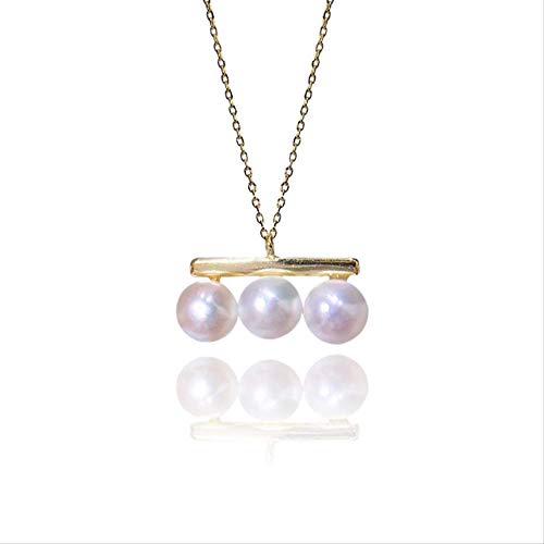 JICIMAOYI Collar De Perlas De Agua Dulce Natural con Incrustaciones De Plata Esterlina S925 Coreana Simple Comercio Exterior Nuevo Collar De Viga