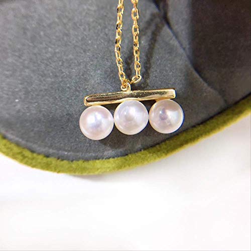 JICIMAOYI Collar De Perlas De Agua Dulce Natural con Incrustaciones De Plata Esterlina S925 Coreana Simple Comercio Exterior Nuevo Collar De Viga