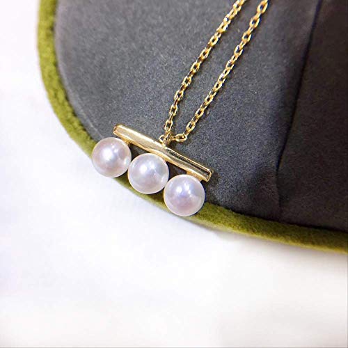 JICIMAOYI Collar De Perlas De Agua Dulce Natural con Incrustaciones De Plata Esterlina S925 Coreana Simple Comercio Exterior Nuevo Collar De Viga