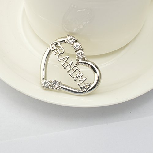 Jili Online - Broche en forma de corazón con cristales de esmeralda y diamantes de imitación