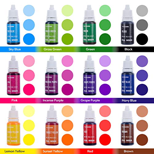 JIM'S STORE Colorante Alimentario 12*11ml, Set de Colorante Alta Concentración Liquid para Colorear los Bebidas Pasteles Galletas Macaron Fondant