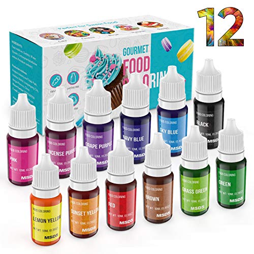 JIM'S STORE Colorante Alimentario 12*11ml, Set de Colorante Alta Concentración Liquid para Colorear los Bebidas Pasteles Galletas Macaron Fondant