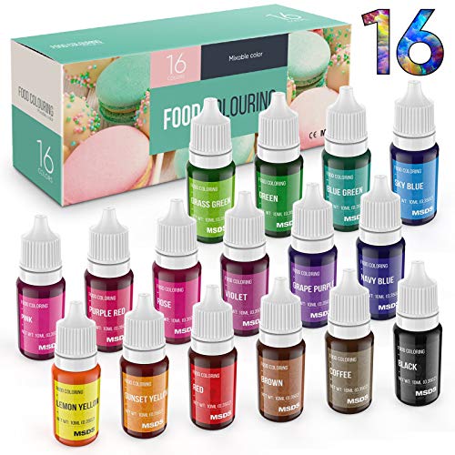 JIM'S STORE Set de Colorante 16*11ml,Colorante Alimentario Alta Concentración Liquid Set para Colorear los Bebidas Pasteles Galletas Macaron Fondant