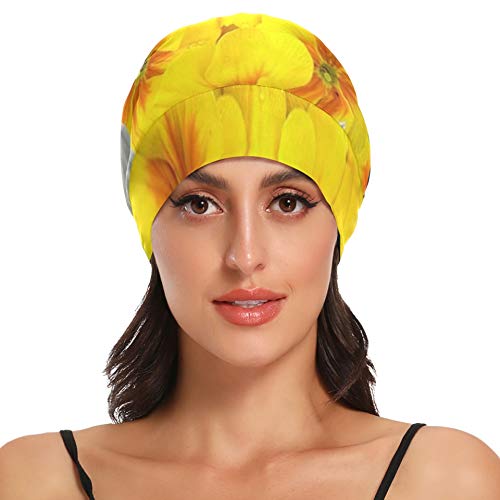 JINCAII Gorros para Dormir Narcisos gráficos Pascua Primavera Amarillo Gorro de Noche para niñas Suave Exterior Durable Gorro para Dormir para Cabello Largo Natural Rizado Disponible día y