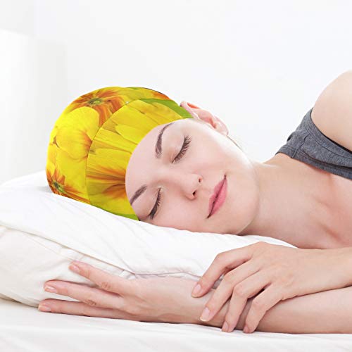 JINCAII Gorros para Dormir Narcisos gráficos Pascua Primavera Amarillo Gorro de Noche para niñas Suave Exterior Durable Gorro para Dormir para Cabello Largo Natural Rizado Disponible día y