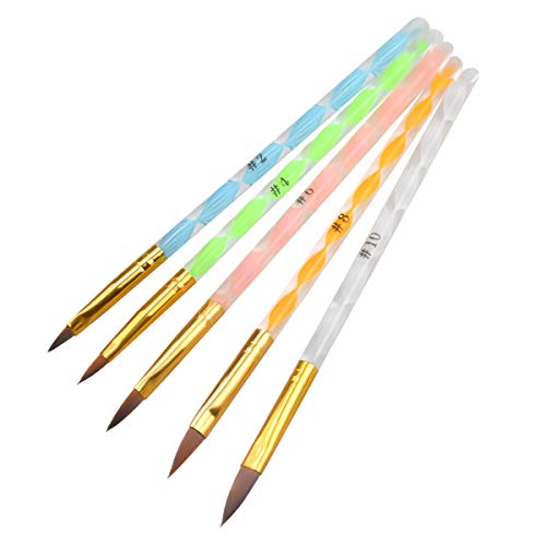 Jinlaili 5PCS Pinceles para Uñas, Set de Cepillo de Esmalte Uñas, Gel Nail Art Brush, Cepillo uñas pinceles para decoración de uñas, Nail Art acrílico pintura dibujo diseño cepillo, Pinceles para Uñas