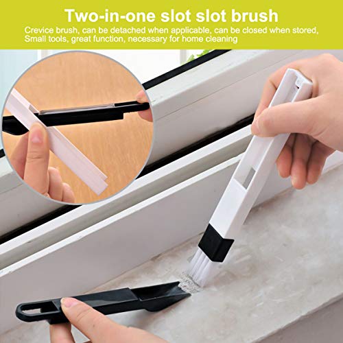 Jinlaili Cepillo de Ranura, 5 Pz Cepillo de Limpieza Multifunción, Herramienta de Limpieza de Ventanas, Teclado Cepillo, Cepillo de Limpieza Pequeño, Mini Recogedor y Cepillos Hogar