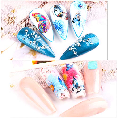 Jinlaili Pegatinas de Uñas Mariposa, 30 Hojas Pegatinas de Uñas Al Agua, Calcomanías de Pegatinas Uñas Gel, Decoración de Uñas Lámina para Mujeres Niñas Nail Art Stickers