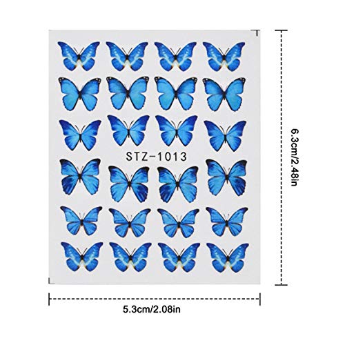 Jinlaili Pegatinas de Uñas Mariposa, 30 Hojas Pegatinas de Uñas Al Agua, Calcomanías de Pegatinas Uñas Gel, Decoración de Uñas Lámina para Mujeres Niñas Nail Art Stickers