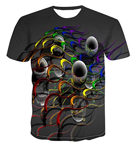 JJLESUN2 Tshirt Vetements, T-Shirt Unisexe à Col Rond, Pas Cher, Streetwear, T-Shirt printanier coloré créatif en goutte d'eau imprimée en 3D