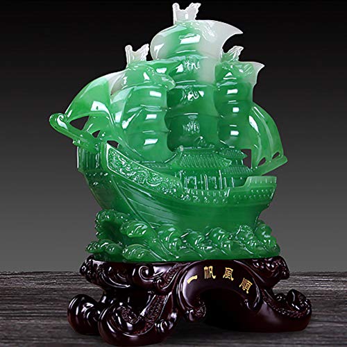 J.Mmiyi Feng Shui Decoracion Estatua Dragón Velero Riqueza Prosperity Estatuas Adornos Decoración, Regalo De Apertura De Negocios De Oficina,Verde