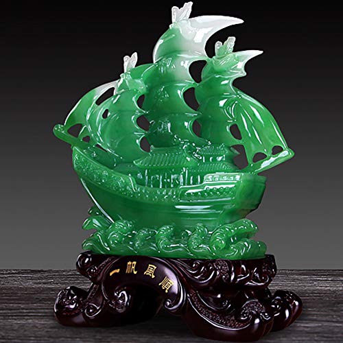 J.Mmiyi Feng Shui Decoracion Estatua Dragón Velero Riqueza Prosperity Estatuas Adornos Decoración, Regalo De Apertura De Negocios De Oficina,Verde