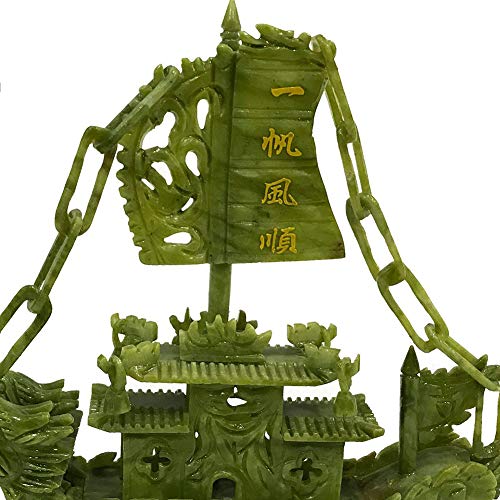 J.Mmiyi Feng Shui Decoracion Estatua, Estatuas De Barco Tallada A Mano Jade Dragón Velero Adornos, Empresarial,Verde