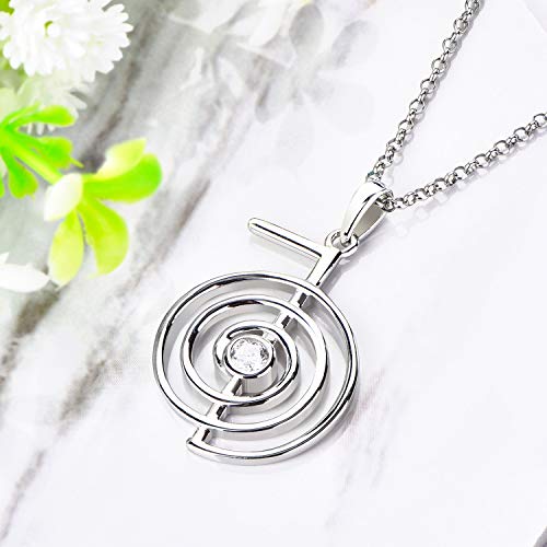 JO WISDOM Collar Reiki Cho Ku Rei Plata de ley 925,Colgante Curación Energía Yoga Power con AAA circonita (White)