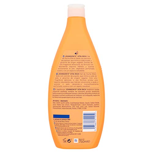 Johnson's Vita-Rich - Gel de ducha, efecto seda con extracto de Papaya, 750 ml