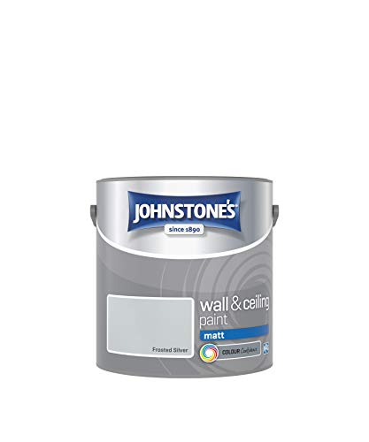 Johnstone's 308632 Pintura de emulsión con acabado mate, Frosted Silver, 2,5 L