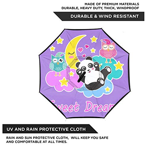 JOJOSHOP Sweet Dreams - Mango en forma de panda para uso en coche, resistente al viento e impermeable, paraguas plegable y ligero