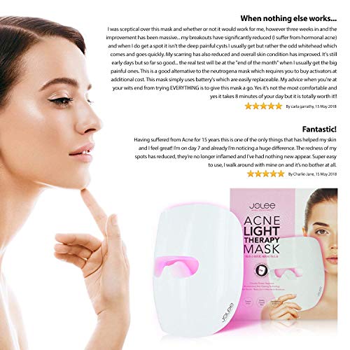 JoLee Máscara de Terapia Ligera Contra el Acne, Dermatológicamente Probada, Reduce el Acné, las Manchas y las Arrugas, Resultados Visibles en 30 Días, Rejuvenecimiento de la Piel. Máscara Antiacné