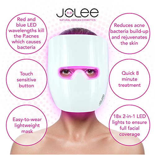 JoLee Máscara de Terapia Ligera Contra el Acne, Dermatológicamente Probada, Reduce el Acné, las Manchas y las Arrugas, Resultados Visibles en 30 Días, Rejuvenecimiento de la Piel. Máscara Antiacné