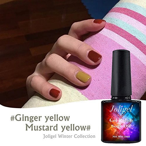 Joligel Esmalte Permanente para Uñas Pintauñas Efecto Gel Semipermanente Shellac UV LED para Manicura Pedicura Profesional Casera, Amarillo Mostaza (Amarillo Jengibre), 10ml
