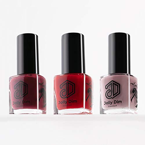 Jolly Dim Makeup - Set de esmalte de uñas Casual (pack de 3). Esmalte de uñas Carmine 5 + Esmalte de uñas Pink Lavender 7 + Esmalte de uñas Burgundy 4