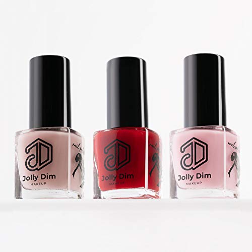 Jolly Dim Makeup - Set de esmalte de uñas Classic (pack de 3). Esmalte de uñas Taffy 3. Esmalte de uñas Flamingo 1. Esmalte de uñas Carmine 5