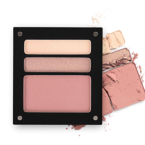 Jolly Dim Makeup - Set de maquillaje de día para ojos y mejillas: 2 sombras de ojos + 1 colorete. Brillo y mate. Paleta de maquillaje para rostro y ojos