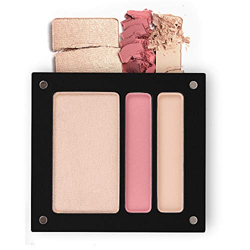 Jolly Dim Makeup - Set de ojos e iluminador Natural: 1 iluminador + 2 sombras de ojos mate. Paleta de maquillaje para rostro y ojos