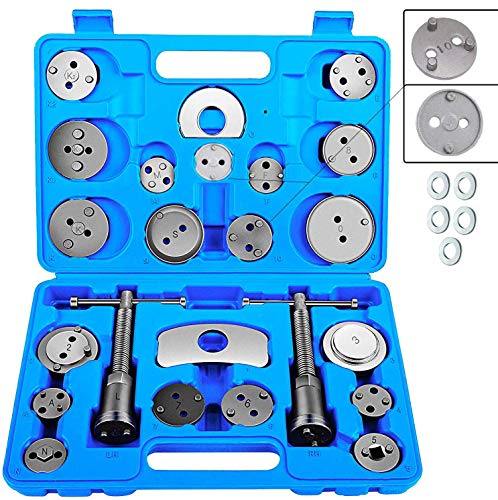 JOMAFA - Reposicionador de pistones de frenos 24 + 5 piezas retractor adaptador 10 (para reposicionar el pistón de freno al cambiar los discos, las zapatas o las pastillas de freno)