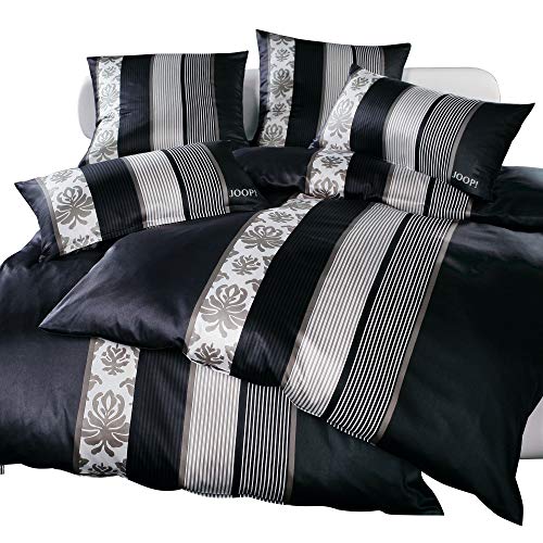 Joop. – Ropa de cama (Mako satén Ornament Stripe 4022, negro, 135 x 200 cm + 40 x 80 cm