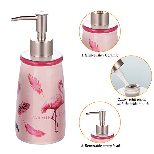 JOTOM Juego de 4 Accesorios de Baño de Cerámica con Diseño Moderno (Flamenco)