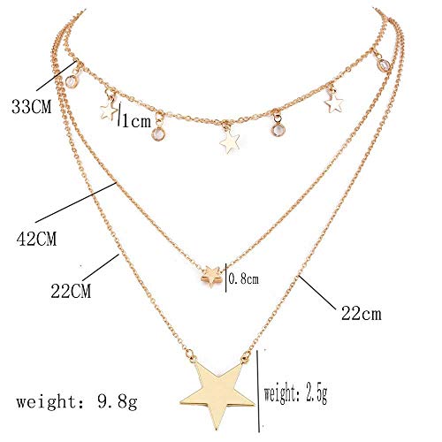 Jovono Fashion Star Gargantilla Multi - Collar con colgante de estrella para joyería de la amistad regalo del día de la madre (dorado)