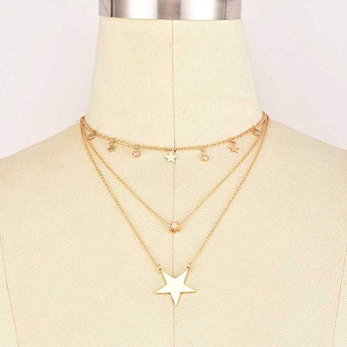 Jovono Fashion Star Gargantilla Multi - Collar con colgante de estrella para joyería de la amistad regalo del día de la madre (dorado)