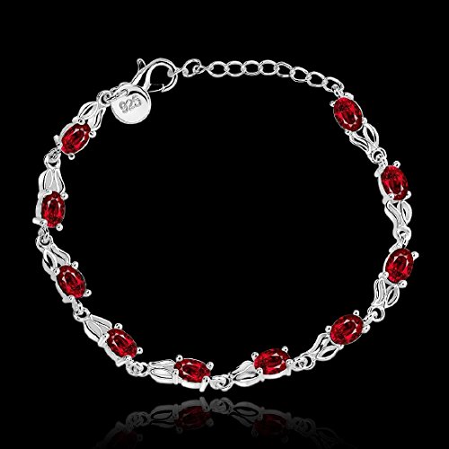 joyliveCY-Moda 925 de plata de ley retro cadena de joyer¨ªa pulsera de cristal de mujeres