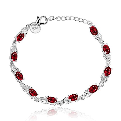 joyliveCY-Moda 925 de plata de ley retro cadena de joyer¨ªa pulsera de cristal de mujeres
