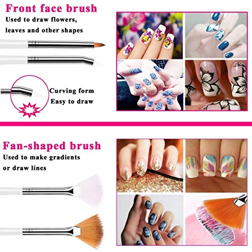 JOYLULY Nail Art Kit Set de cepillos de uñas Herramientas de puntos con decoración de gemas