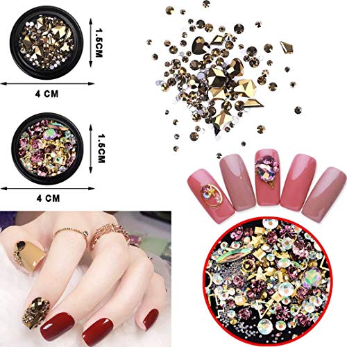 JOYLULY Nail Art Kit Set de cepillos de uñas Herramientas de puntos con decoración de gemas